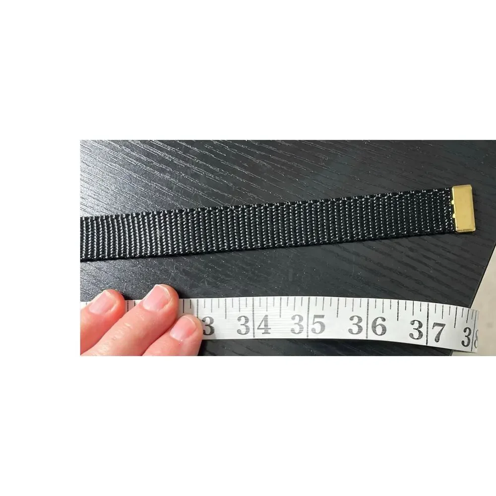Vintage Deadstock Pierre Cardin Black Canvas Belt with Goldtone Buckle